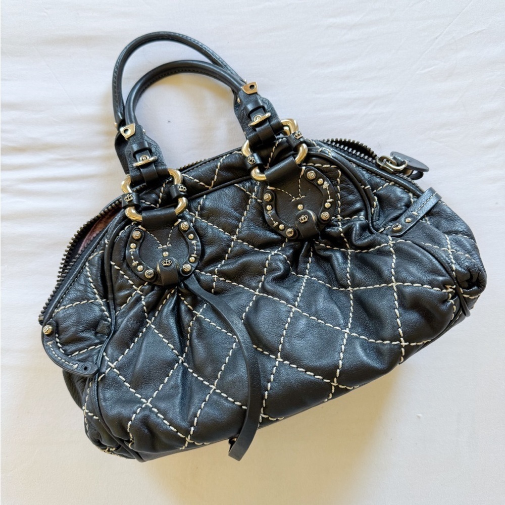 JUICY COUTURE Y2K Quilted Lamb Leather  Bowler Bag